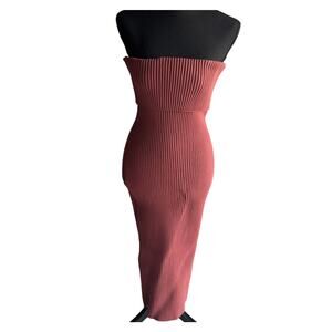 NWT Forever 21 Dress XL Mauve Stretchy Bodycon Ribbed Midi Length